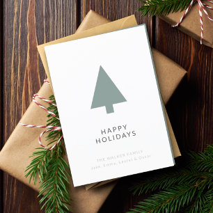 Scandinavian Minimal   Modern Green Christmas Tree Holiday Card