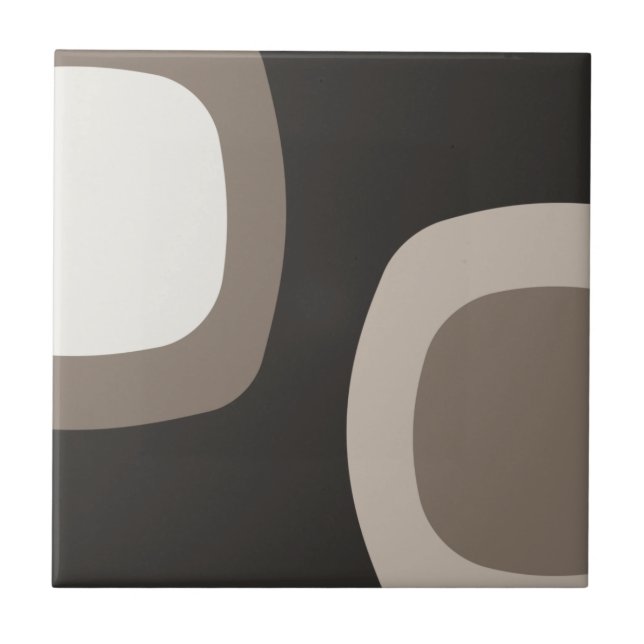 Scandinavian Minimalist Art Beige Ceramic Tile (Front)