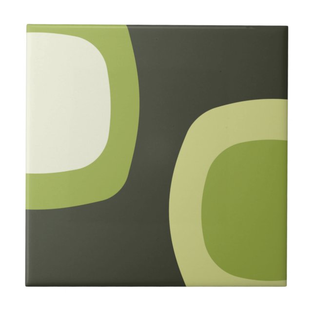 Scandinavian Minimalist Art Chartreuse Ceramic Tile (Front)