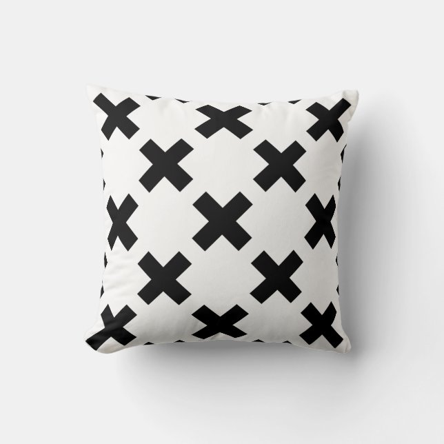Scandinavian Modern Style Thick Black Plus Signs Cushion (Front)