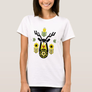 Scandinavian Nature Deer Head Art T-Shirt