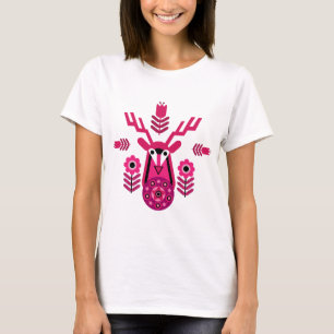 Scandinavian Nature Deer Head Art T-Shirt Throw Pi
