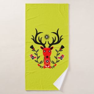 Scandinavian Nature Deer Head Art T-Shirt Throw Pi Bath Towel