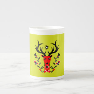 Scandinavian Nature Deer Head Art T-Shirt Throw Pi Bone China Mug