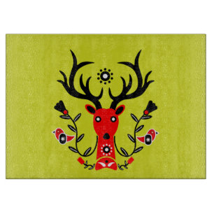 Scandinavian Nature Deer Head Art T-Shirt Throw Pi Cutting Board