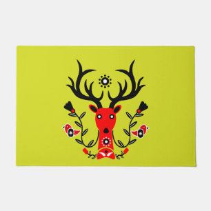 Scandinavian Nature Deer Head Art T-Shirt Throw Pi Doormat