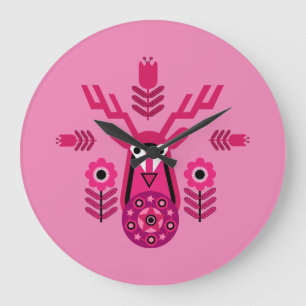 Scandinavian Nature Deer Head Art T-Shirt Throw Pi Large Clock