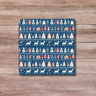 Scandinavian Navy Blue Christmas Reindeer Nordic Ceramic Tile