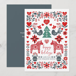Scandinavian Nordic Folk art Fable Christmas Holiday Card
