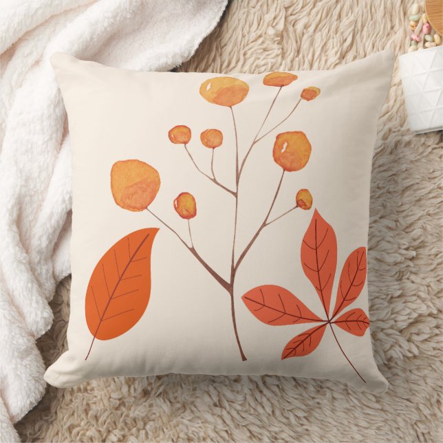 Scandinavian Nordic  Leaves and berries Cushion (Blanket)