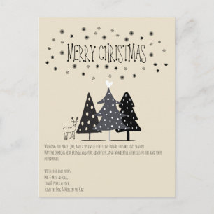 Scandinavian Nordic minimal B&W Christmas Holiday Postcard