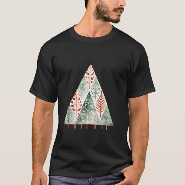 Scandinavian Nordic Winter Boho Christmas Tree Wom T-Shirt (Front)