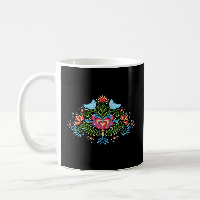 Scandinavian Norwegian Rosemaling Norway Coffee Mug (Left)