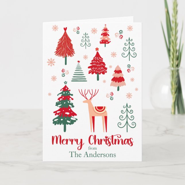 Scandinavian One Photo Festive Christmas Holiday Card (Front)