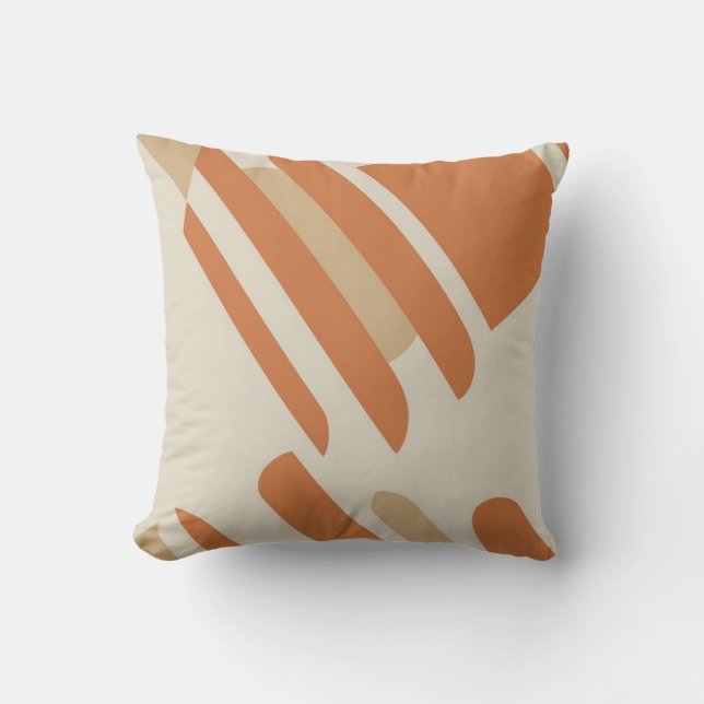 Scandinavian Orange & Cream Geometric Throw Pillow (Front)