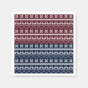 Scandinavian ornament on a blue, burgundy  napkin