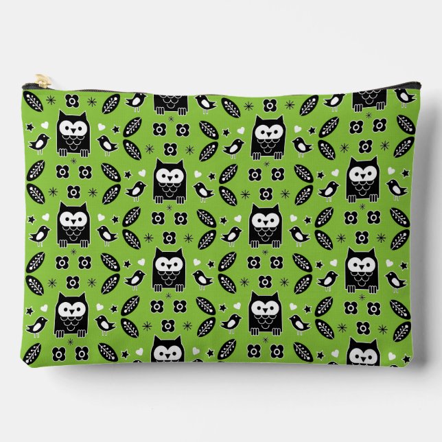 Scandinavian Owl Folk Art Accessory Pouch (Front)