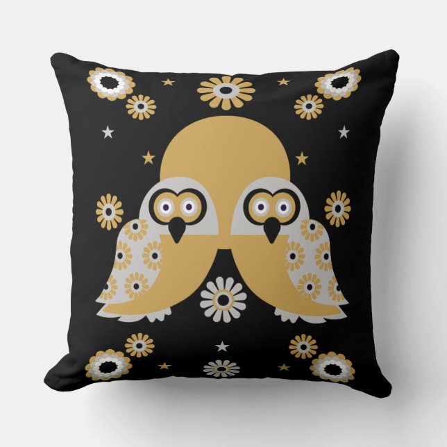 Scandinavian Owl Folk Art   Cushion (Front)