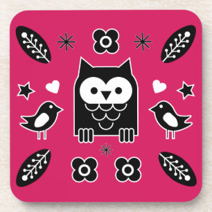 Scandinavian Owl Folk Art Gift Coaster
