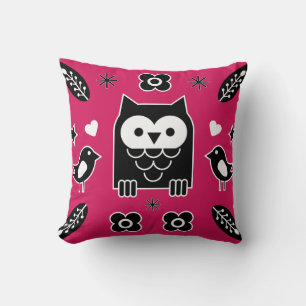 Scandinavian Owl Folk Art Gift Cushion