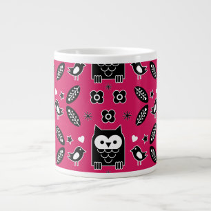 Scandinavian Owl Folk Art Gift Large Coffee Mug