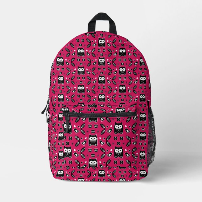 Scandinavian Owl Folk Art Gift Printed Backpack (Front)