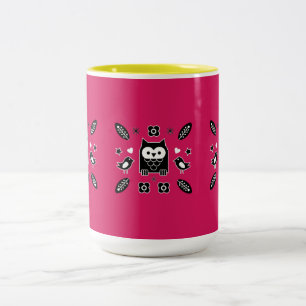 Scandinavian Owl Folk Art Gift Two-Tone Coffee Mug
