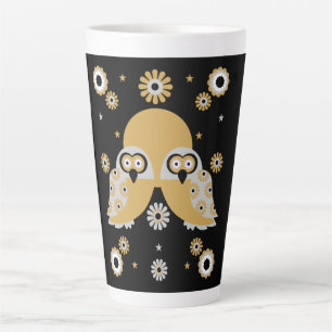 Scandinavian Owl Folk Art   Latte Mug