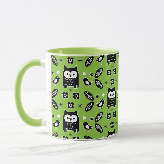Scandinavian Owl Folk Art Mug (Left)