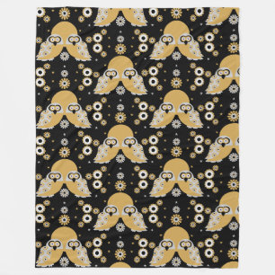 Scandinavian Owl Folk Art Sherpa Blanket