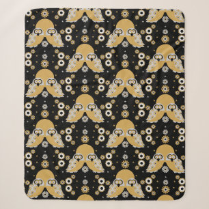 Scandinavian Owl Folk Art Sherpa Blanket