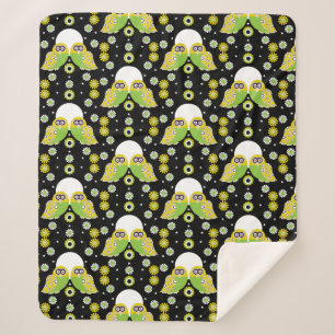 Scandinavian Owl Folk Art    Sherpa Blanket