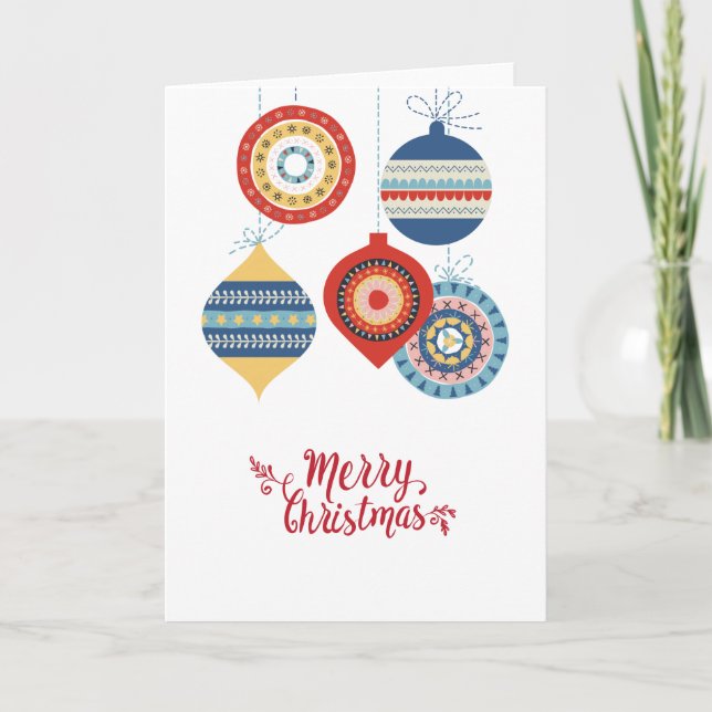 Scandinavian Pattern Christmas Ornaments Card (Front)
