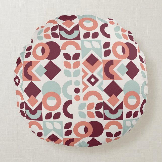 Scandinavian pattern design. Simple modern retro b Round Cushion (Front)