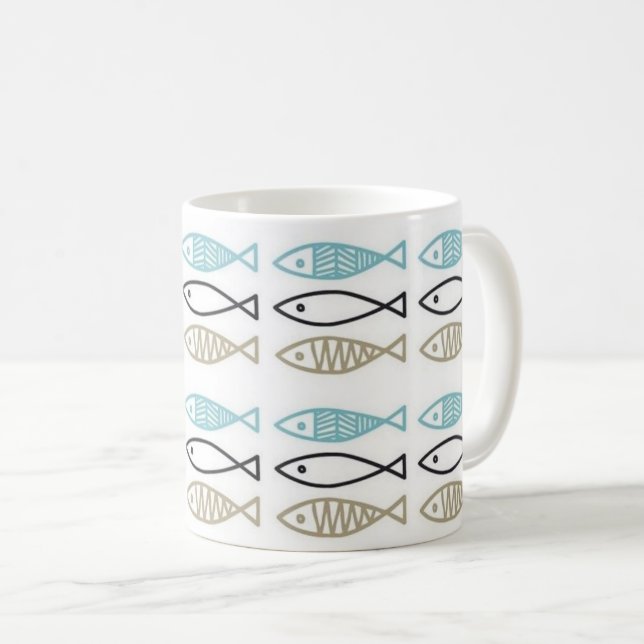 Scandinavian Pattern - Fish Coffee Mug (Front Right)