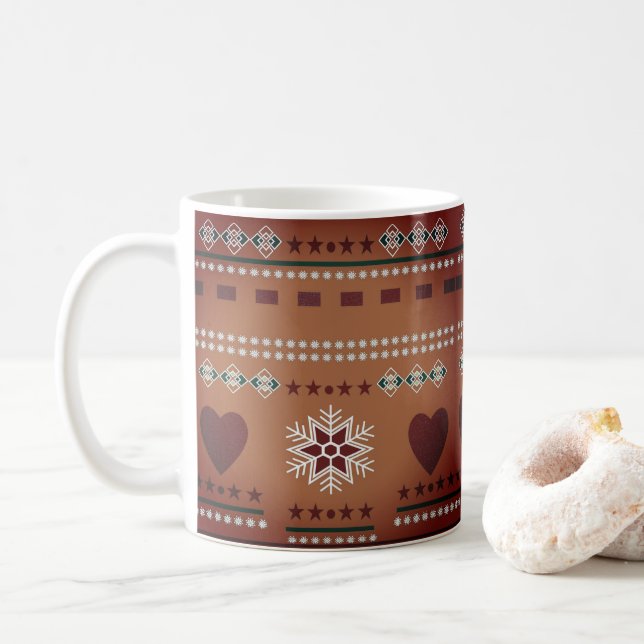 Scandinavian Pattern, nordic style Coffee Mug (With Donut)