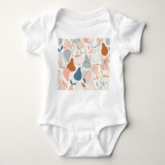 Scandinavian Pear Print: Vintage Fruit Pattern Baby Bodysuit