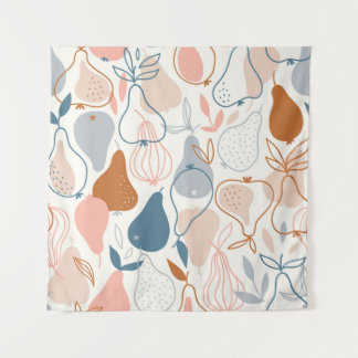 Scandinavian Pear Print: Vintage Fruit Pattern Tapestry