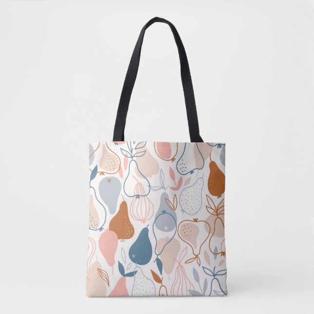 Scandinavian Pear Print: Vintage Fruit Pattern Tote Bag (Front)