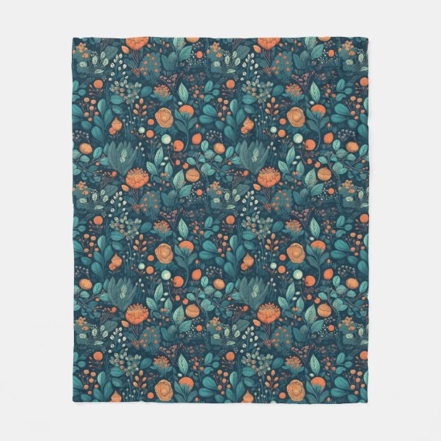 Scandinavian Plants and Flowers Fleece Blanket (Front)