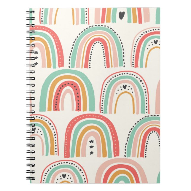 Scandinavian Rainbows: Naive Art Pattern. Notebook (Front)
