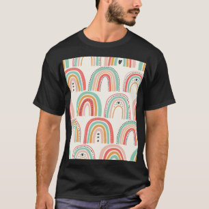 Scandinavian Rainbows: Naive Art Pattern. T-Shirt