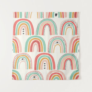 Scandinavian Rainbows: Naive Art Pattern. Tapestry