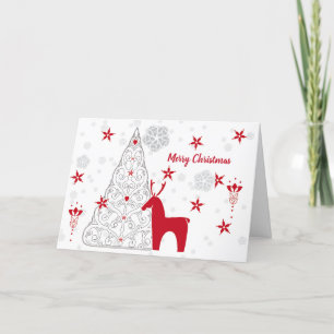 Scandinavian red and white folk art business holiday card