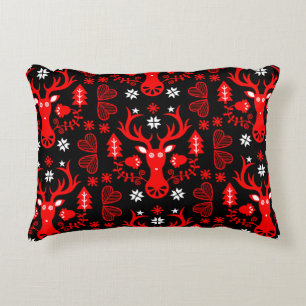 Scandinavian Red Christmas Deer Decorative Cushion