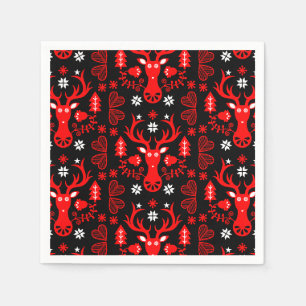 Scandinavian Red Christmas Deer Napkin