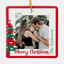 Scandinavian Red& Green One Photo Merry Christmas