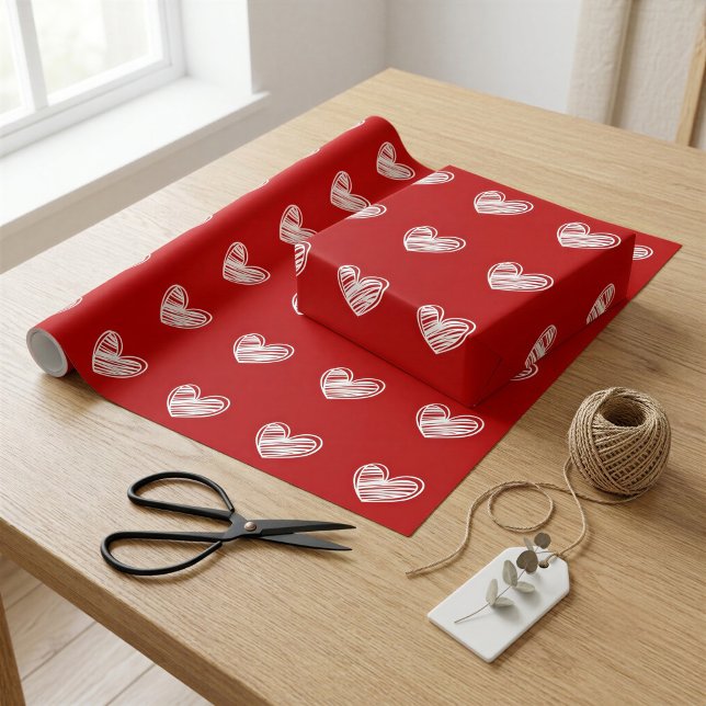 Scandinavian Red Heart Gift Wrap (Creator Uploaded)