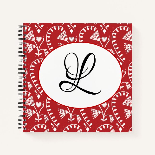 Scandinavian Red Heart Personalised Notebook (Front)