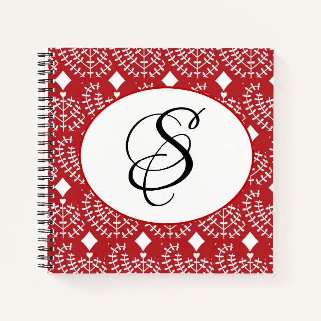 Scandinavian Red Heart Personalised Notebook (Front)